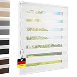 Doppelrollo Klemmfix ohne Bohren Weiß 110x140 cm [Stoffbreite 106cm] Duo Rollo Fensterrollo für Fenster/Türen Gardine Klemmrollo Seitenzugrollo Sichtschutz Sonnenschutzrollo Zebrarollo