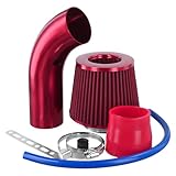 QWORK® Sportluftfilter, 76mm 3 Zoll Universal Luftkühlung Lufteinlassfilter Kit, Rot