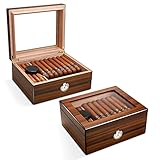 CIGARLOONG Zigarren Humidor aus Zedernholz mit Hygrometer und Luftbefeuchter für bis zu 30-50 Zigarren（L）