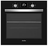 Simfer Einbau-Backofen 60 cm BO 6813, 60 L, 9 Funktionen, Digitaler Timer, Versenkbare Drehknöpfe, Teleskopschiene, 2-fach Verglasung, Seitengitter, Heißluft, Umluft Schwarz, 56,5 x 59,5 x 59,5 cm