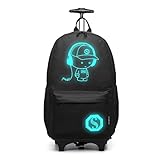 KONO Kinderrucksack Rucksack Backpack Schulrucksack Gepäck Koffer Kabine Rädern Trolley Reise Rädern Rollwagen Hand Fall für Jungen und Mädchen (Schwarz)