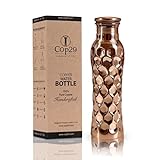 COP29 Handgemachte Fee-Wasserflasche aus reinem Kupfer: EIN ayurvedisches Kupfergefäß, Geschenkverpackung - 900 ml (glänzende Wabe)