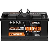 EXAKT Autobatterie 12V 110Ah 950A/EN Starterbatterie PKW KFZ Auto Batterie ersetzt 100Ah 95Ah