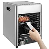 guoyjmm Elektrischer Steakgrill, kommerzieller Steakgrill, mit Timer und 9 Höheneinstellungen, 5 Minuten Vorheizen, Edelstahl-Tischgrill für Steak, Lamm, Meeresfrüchte, BBQ