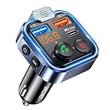 LENCENT 38W FM Transmitter Auto Bluetooth V5.3, Radio Deep Bass Musik Schnelles Autoladegerät Zigarettenanzünder, KFZ Bluetooth Adapter Freisprechanlage, Noise Cancelling Mikrofon, Lichtschalter