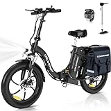 COLORWAY EBike, 20 Zoll Fat Reifen Klapp Elektrofahrrad, 250W Motor, 36V/15AH Batterie, Citybike, maximalen Reichweite von 45-100 Kilometern，7-Gang, mit Gepäckträgertasche., mit Scheibenbremsen.