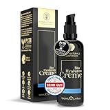 BIO Hyaluron Creme Gesicht hochdosiert 100ml + Arganöl + Aloe Vera + Kokosöl • 100% Vegan & BIO • Naturkosmetik Made in Germany ✓ Anti Falten Creme ✓ Feuchtigkeitscreme Anti-Aging Tages- &Nachtcreme