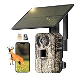 NUASI 4G LTE Wildkamera mit SIM Karte, Wildkamera mit Handyübertragung APP, Wildkamera mit Bewegungsmelder Nachtsicht, 2K Wildkamera 4G Solar mit 32G Karte, IP66 Wasserdicht, PIR Erkennung