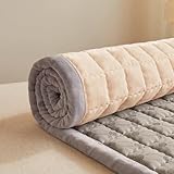 Tragbare Futon-Matratze, dick, aufrollbar, Bodenbett für Gäste, Schlafsäle und Reisen, Einzel-/Doppel-Klappmatratze (150 x 200 cm, braun)