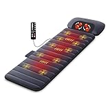 Comfier Massagematte mit Wärmefunktion, Ganzkörpermassagematte mit beweglichem Shiatsu-Massagekissen, 10 Vibrationsmotoren und 4 Heizkissen, Nacken und Schulter-Rückenmassagegerät zur Schmerzlinderung