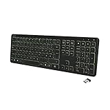 LogiLink ID0209 - Funk-Tastatur mit Regenbogenfarben-Hintergrundbeleuchtung & mit 111 Tasten, 17 Hotkeys, Automatischer Stromsparmodus, Schwarz