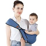 Kleinkind Trage, Tragetuch Baby, Kindertrage Seitlich, Babytrage Neugeborene ab Geburt für Babys von 0 bis 24 Monaten, Kleinkinder bis 20kg (Blau)