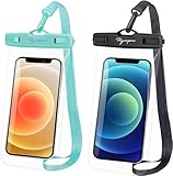 Rynapac wasserdichte Handyhülle, 2 Stück Universelle Unterwasser Handyhülle Kompatibel Mit iPhone 15 14 13 12 11 Pro XR X SE, Galaxy S22 S21 Bis zu 7'', IPX8 wasserdichte Handytaschen für Urlaub