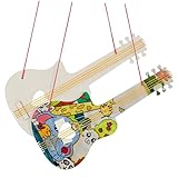minkissy 2 Stück Teiliges DIY Holzgitarren für Unbemalte Holzspielzeug Gitarre zum Bemalen Sicherer Einfacher Zusammenbau Blanko Gitarre für Kreative Malprojekte und