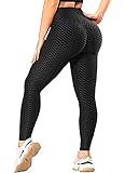RIOJOY Damen Push Up Leggings - High Waist Anti Cellulite Leggins Scrunch Butt Po Lifting Sporthose Yogahose, Schwarz XL