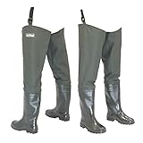 FortMen Watstiefel Herren Anglerhose mit Stiefel wasserdichte Wathose Größe Gr. 42 Lange Watthosen Gummistiefel Fishing Boots Angel