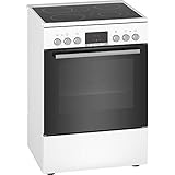 Bosch HKR39C220 Serie 4 Elektro-Standherd, 60 cm breit, EcoClean Direct Reinigungshilfe, 3D Heißluft Backen auf 3 Ebenen, LED-Display-Steuerung, Erweiterbare Kochzone für großes Kochgeschirr, Weiß