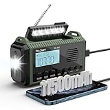 [11.500mAh Leistungskapazität] SW/AM/FM Kurbelradio Raddy SH-905, Solar Notfallradio, Tragbares Wiederaufladbarer Kurzwellenradio, Taschenlampe, Leselampe, SOS für Stromausfall, Survival und Camping