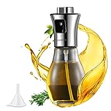 Auyeetek Ölsprüher für Speiseöl Sprühflasche öl Glas Lebensmittelecht Edelstahl Ölspray zum Kochen Olivenöl Öl Spray Kalorienarm für Heißluftfritteuse Cooking Spray 200ml