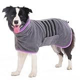HezzLuv Bademantel für Hunde, Hundebademantel aus Mikrofaser für Mittlere Und Große Hunde Grau Badetuch Hund Hundehandtuch Schnell Trocknend, Super Saugfähiger, für Hunde Und Katzen(Lila, L)