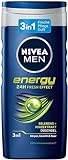 NIVEA MEN Energy Duschgel (250 ml), pH-hautfreundliche Pflegedusche mit vitalisierendem Duft und 24h Frische Effekt, Cremedusche mit Minzextrakt für Körper, Gesicht und Haar