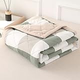 DOTBUY-SHOP Bettüberwurf Steppdecke, Karo Tagesdecke Zweiseitig Leichte Tagesdecken mit Präge Wohndecke aus Gesteppt Bettdecke Bettbezug für Einzelbett Doppelbett (Grün,150x200cm)
