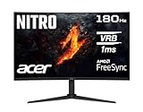 Acer Nitro XZ322QU V3 Gaming Monitor 31,5 Zoll (80 cm Bildschirm) WQHD, VA, 180Hz DP, 144Hz HDMI, 1ms(VRB), 2xDP 1.4, 2xHDMI 2.0, Curved, höhenverstellbar, FreeSync