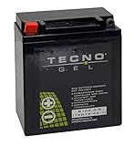 TECNO-GEL Qualitäts Motorrad-Batterie für YB12A-A/B = 12N12A-4A-1, 12V Gel-Batterie 12Ah (DIN 51211, 51215), 134x80x161 mm