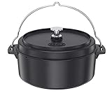 RÖSLE VARIO Dutch Oven, Hochwertiger Dutch Oven aus emailliertem Gusseisen, Deckel als Pfanne einsetzbar, mit Tragebügel, 8,5 l, 43,5 x 36 x 20 cm, Schwarz