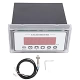 Eujgoov Drehzahlmesser Digitaler Drehzahlmesser, Digitaler LED-Tachometer 0-9.999 U/Min mit Hall-Näherungssensor für die Geschwindigkeitsgeschwindigkeitserkennung von Drehmaschinen