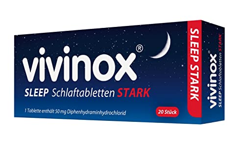 vivinox SLEEP Schlaftabletten stark: Schlafmittel für Einschlafen & Durchschlafen, mit Diphenhydramin bei Schlafstörungen, 20 Stück