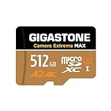 [5 Jahre kostenlose Datenwiederherstellung] GIGASTONE 512 GB Micro SD Karte, Kamera Extreme MAX, bis zu 160/130 MB/s, MicroSDXC-Speicherkarte für DJI, Gopro, Insta360, Dashcam, 4K Video, UHS-I A2 V30