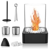 Tischkamin, Tischfeuer für Indoor & Outdoor, Bioethanol Tischkamin mit Deko Steinen, Etanol-Kamin Innen mit Brennkammern, Balkon Wohnung Deko, Erstellen Romantische Ambiente