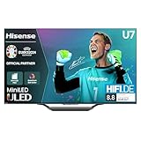 Hisense 55U7NQ 139cm (55 Zoll) Fernseher, 4K Mini LED ULED HDR Smart TV, Quantum Dot, 120Hz/ 144Hz VRR, HDMI 2.1, Game Mode Pro, Dolby Vision IQ & Atmos, Bluetooth, Alexa Built-in, Anthrazit, [2024]