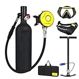 XSGDMN Tauchsets 1L Mini Tauchflasche Sauerstoffflasche Tauchflasche Mini zum tauchen Mit 10 Bis 20 Minuten Tauchen Sauerstofftank Taucher Set Tauchausrüstung Tragbare,Schwarz