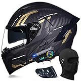 ACLFFSHOP Motorradhelm mit Bluetooth Klapphelm Modulare Helm, ECE Zertifiziert Integralhelm mit Doppelvisier, mit Eingebautem Mikrofon für Automatische Reaktion, für Erwachsene Frauen Männer