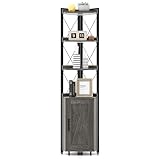 GIANTEX Eckregal Stehend mit Schrank & 6 Ebenen, 180 cm Hoher Eckschrank mit 5-stufig Verstellbarem Regal, Freistehende Eckvitrine mit Tür, Aufbewahrungsregal Industrial für Wohnzimmer, Küche
