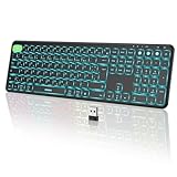 seenda Kabellose Tastatur beleuchtet, Multi-Gerät USB & Bluetooth Tastatur mit 7 Farben RGB Beleuchtung, Wiederaufladbare Leise Tastatur für PC, Laptop, MacBook,Tablet, QWERTZ Layout(Schwarz)