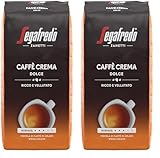 Segafredo Zanetti Caffè Crema Dolce - Ganze Bohen (1kg Packung) - Geeignet für Caffè Crema - Kaffeebohnen mit heller bis mittlerer Röstung, mild und ausgewogen im Geschmack (Packung mit 2)