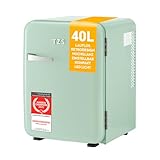 TZS First Austria Minikühlschrank 40L | komplett lautlos | Retro-Design | Temperaturregler | LED-Beleuchtung | 2 Türfächer + 6 flexible Einlegeböden