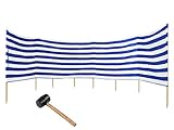 Ferocity Windschutz 10m lang Sichtschutz für Strand Garten See Meer Wind Schutz Blickschutz + Gummihammer GRATIS!!, Blau-Weiße Streifen [120]