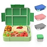 HOBUE Brotdose Kinder Mit Fächern,1330ml Lunchbox für Kinder,Auslaufsichere Bento Box,Vesperbox mit 6 Fächern,Frühstücksbox für Kindergarten, Jausenbox für Schule,Brotzeitbox für Erwachsene(Grün)