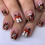 Glänzende Eichhörnchen-Fingernagelspitzen, 24 Stück, künstliche Fingernägel, kurze Sargform, künstliche Nägel, glänzend, quadratisch, Nagelset