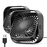 TOPK USB Ventilator 2 Stück Mini Tischventilatoren leiser Betrieb und starker Luftstrom, 3 Geschwindigkeiten und 360° drehbarer Kopf für Home Office Schlafzimmer Tisch Desktop