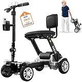 VOCIC D71 Elektromobil klappbar leicht für Senioren-21KG,20KM Kohlefaser Elektrischer Mobilitätsroller mit längenverstellbaren Rahmen bis 150KG,Flugzeugzertifizierung,5 Jahre (Silber)