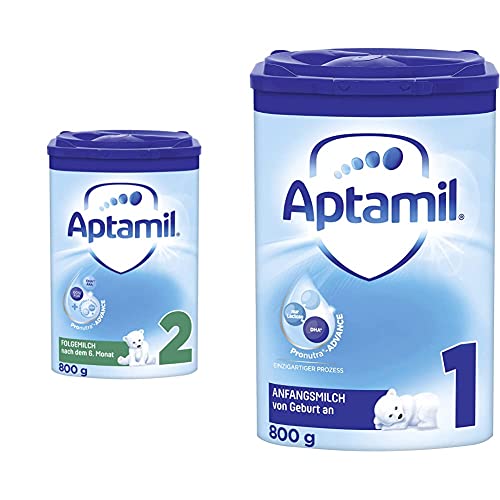 Aptamil Pronutra-ADVANCE 2, Folgemilch nach dem 6. Monat, Baby-Milchpulver (1 x 800 g) & Pronutra-ADVANCE 1, Anfangsmilch von Geburt an, Baby-Milchpulver (1 x 800 g)