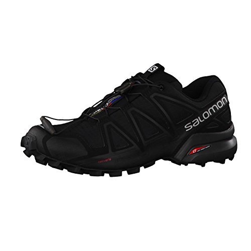 Salomon Speedcross 4 Herren Trailrunning-Schuhe, Aggressiver Grip, Präziser Fußhalt, Leichtgewichtiger Schutz, Black, 44