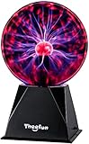 Theefun 6 Zoll Plasmakugel,Magische Leucht Ball Plasmalampe Berührungsempfindliche Blitzkugel Blinkende Pädagogisches Spielzeug Physik Blitzlicht Plasmalampe SphäreLichteffekte aus Glas,Rot