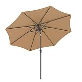 SONGMICS Sonnenschirm 300 cm, UPF 50+, Strandschirm, beidseitig um 30° knickbar, Sonnenschutz, mit Kurbel zum Öffnen/Schließen, für Terrasse, Balkon, Pool, ohne Ständer, taupe GPU30BRV1