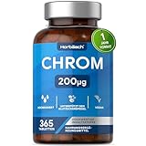 Chrom Tabletten 200 mcg Reines Chromium Picolinat pro Tablette | 1 Jahr Vorrat - 365 Vegan Tabletten | Hochdosiert | ohne unnötige Zusätze | normaler Blutzuckerspiegel und Stoffwechsel | Horbaach